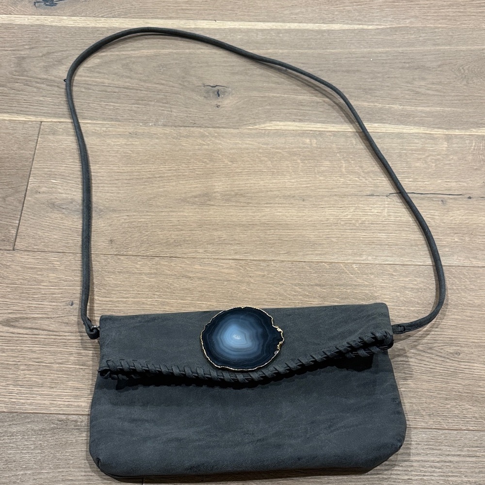 Elegant Black Clutch with GEODE Detail